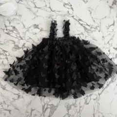 バタフライチュールノースリーブドレス
