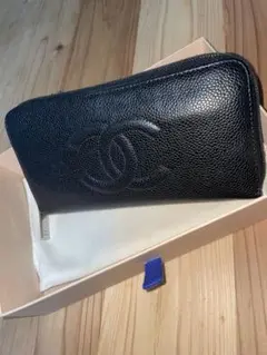 CHANEL ココマーク ラウンドファスナー 長財布 黒
