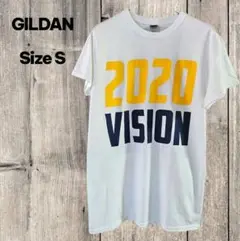 アメリカ古着 GILDAN ギルダン プリント 半袖Tシャツ 白 S