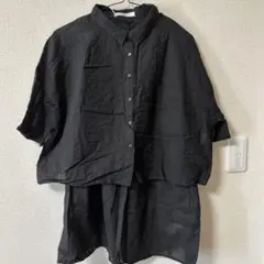 ブラック 半袖シャツ ＋ノースリーブトップスのセット