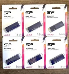 USBメモリー16GB シリコンパワーUSB3.0スライド式(紺)【6個セット】