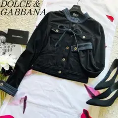 【美品】DOLCEu0026GABBANA デニムドッキングノーカラージャケット M