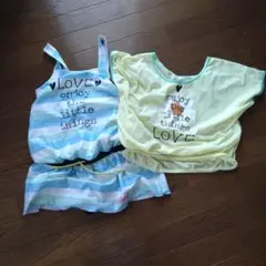 水着セット 青と黄色のストライプ 160cm