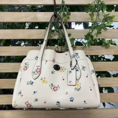 【コーチ】花柄レザーショルダーバッグ