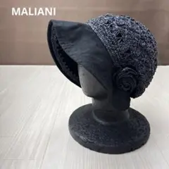 MALIANI リネン 麦わら ハット ブラック ネイビー 日除け ハット