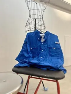 鮮やかカラー！コロンビア PFG バハマシャツ【XLブルー メンズ シャツ 半袖