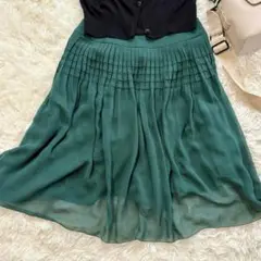 INDIVI L 40 インディヴィ フレアスカート グリーン シフォン 緑