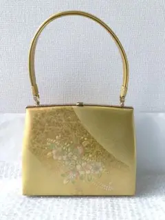 美品 螺鈿 本皮 草花模様 和装 バッグ