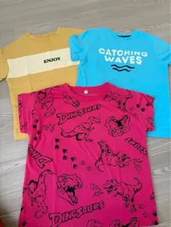恐竜プリントとテキストデザインTシャツ3枚セット
