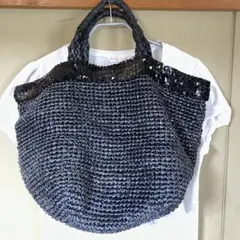 BEAUTY&YOUTH カゴバッグ　ブラック　スパンコール