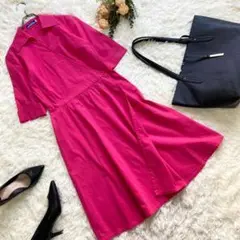 美品✨バーバリーブルーレーベル【M相当】ワンピース カシュクール 膝丈 三陽商会