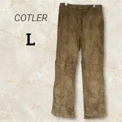 COTLER キャメルブラウン フレアパンツコーディロイ素材ウエストゴムゆったり