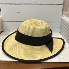 折りたためるストローハット　麦わら帽子　リボン57.5cm