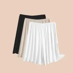 ブラック コットン素材 ガウチョインナー ペチパンツワイド パンツペチコート