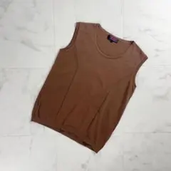 美品 ユキトリイ デザイン編みニット ブラウン サイズ38*SC1021