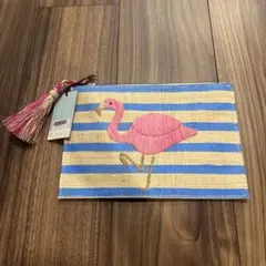 KAYU ポーチ クラッチ フラミンゴ カゴ ラフィア 新品未使用
