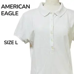AMERICAN EAGLE 白ポロシャツ 古着 美品 サイズL レディース