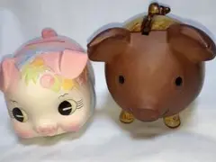 手作り陶器 　豚の貯金箱 2個セット