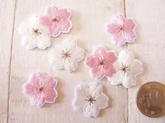 【即購入OK】　さくら　桜　サクラ 　お花　フラワー　6枚　アイロンワッペン　茶