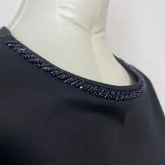 【美品】トランスワーク　ビジューカットソー ブラック M