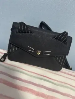 猫耳デザイン ブラックショルダーバッグ