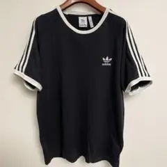 adidas アディダス 3本ライン Tシャツ 黒 XL