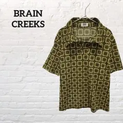 《BRAIN CREEKS》スキッパーポロ　総柄　グレー系　イエロー系　半袖