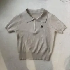 ハーフジップ半袖ニット