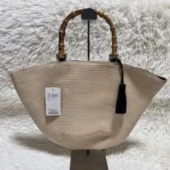 【未使用】SHIPS シップス カゴ　トートバック バンブーハンドル