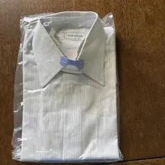 TOMIYA グレー×白　ストライプ　半袖　シャツ　サイズ　42