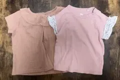 ピンク半袖Tシャツまとめ売り 70〜80 フリル ワッフル