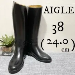 AIGLE エーグル レインブーツ ブラック 天然ゴム 38(24.0)