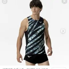 ミズノMTCドライエアロフローレーシングシャツ 陸上競技 ブラック×ネオミント