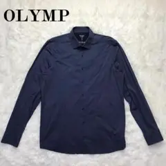 OLYMP 24／Sevenシリーズ 長袖シャツ ドイツブランド 総柄 ネイビー
