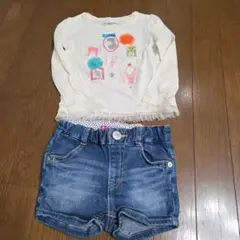 babyGap トップス & デニムショートパンツ セット90