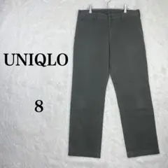 【ユニクロ】 メンズ ストレートパンツ 8 （L~XL） 暗めカーキ 綿100％