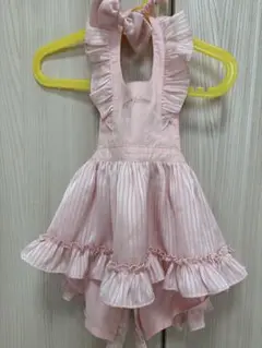 フリル付きメゾピアノピンクエプロン Fサイズ