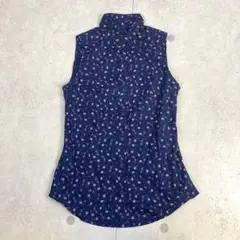 【バナナリパブリック】花柄ノースリーブシャツ ネイビー S