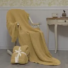 ひざ掛け ブランケット 掛け布団 おしゃれ フランス 韓国 イエロー