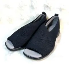 【fitfit】 未使用級　フワッポンニット　オープン　ラメ　黒　23.5cm