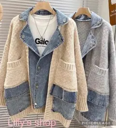 秋冬コーデ❤️デニムジャケット レディース ニット セーター アウター Gジャン
