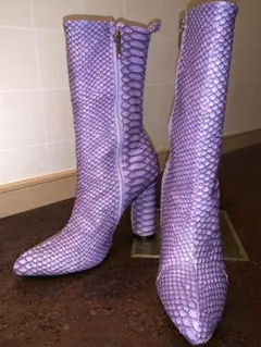 美品 YELLO パープル ドラゴンスキン ショートブーツ