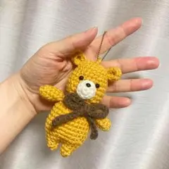 ラッピング付 プチギフトくま あみぐるみ キーホルダー　バッグチャーム