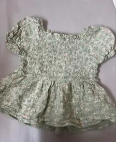 バースデイ テータテート ママコラボ 花柄シャーリングブラウス グリーン 80