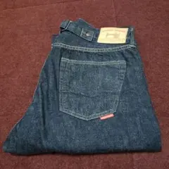 濃紺美品内田縫製w34革パッチ隠しリベットシンチバックチェーンステッチ