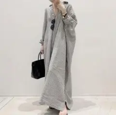 ロングシャツワンピース ストライプ