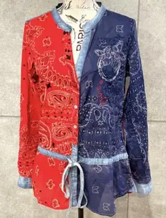 Desigual JENIFER ペイズリー デザインシャツ バイカラー L