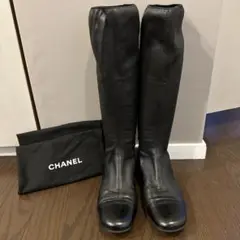 【正規品】CHANEL 黒 膝下ロングブーツ サイズ36