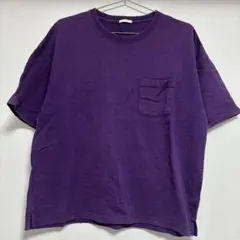 紫色 ルーズフィット Tシャツ ポケット付き