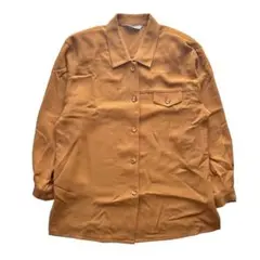 90sライク テラコッタ色 長袖シャツ メンズ フリーサイズ ヴィンテージ